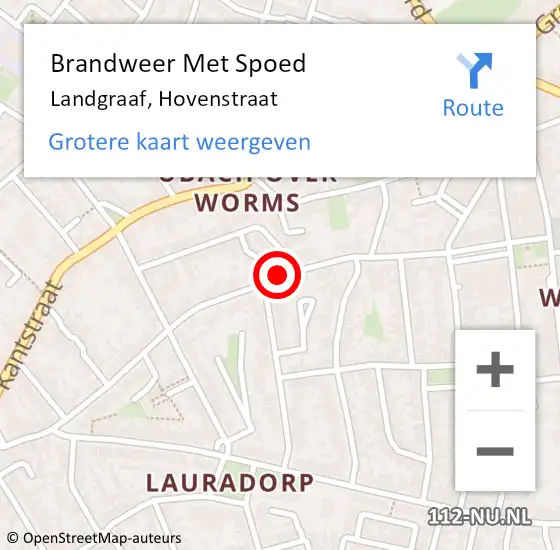 Locatie op kaart van de 112 melding: Brandweer Met Spoed Naar Landgraaf, Hovenstraat op 26 september 2018 07:03