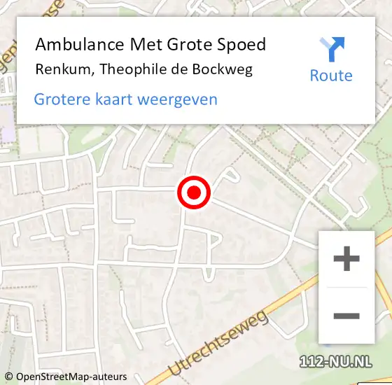 Locatie op kaart van de 112 melding: Ambulance Met Grote Spoed Naar Renkum, Theophile de Bockweg op 26 september 2018 09:39