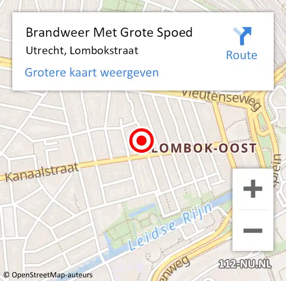 Locatie op kaart van de 112 melding: Brandweer Met Grote Spoed Naar Utrecht, Lombokstraat op 26 september 2018 11:21