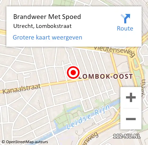 Locatie op kaart van de 112 melding: Brandweer Met Spoed Naar Utrecht, Lombokstraat op 26 september 2018 12:30