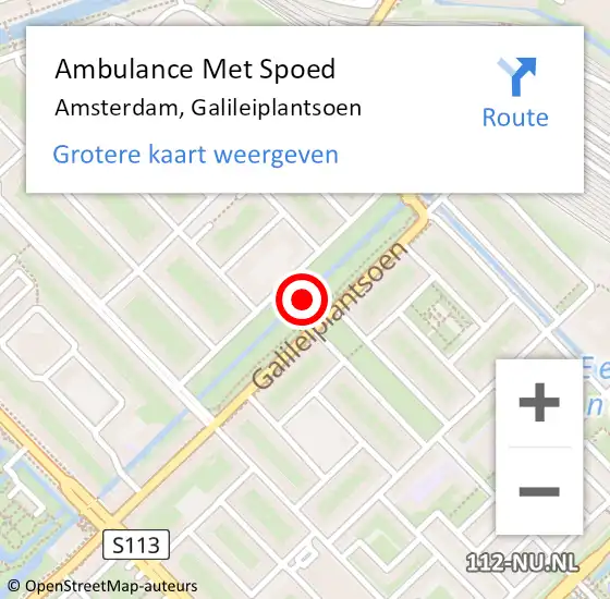 Locatie op kaart van de 112 melding: Ambulance Met Spoed Naar Amsterdam, Galileiplantsoen op 26 september 2018 14:20