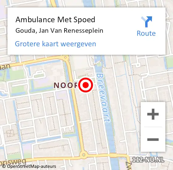 Locatie op kaart van de 112 melding: Ambulance Met Spoed Naar Gouda, Jan Van Renesseplein op 26 september 2018 14:23