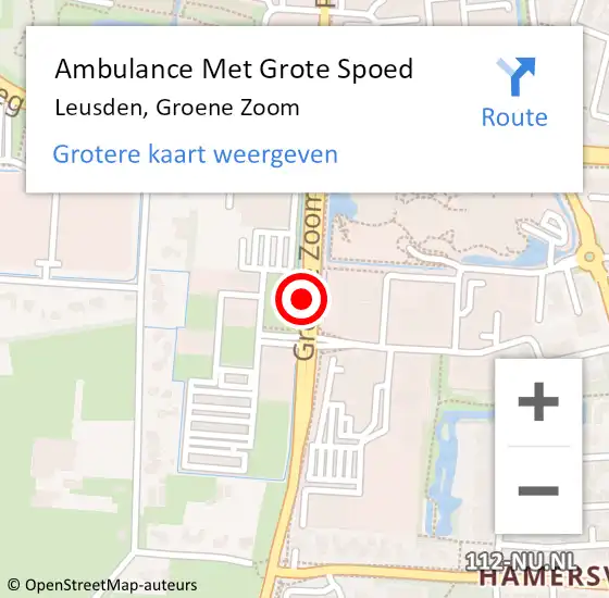 Locatie op kaart van de 112 melding: Ambulance Met Grote Spoed Naar Leusden, Groene Zoom op 26 september 2018 22:32