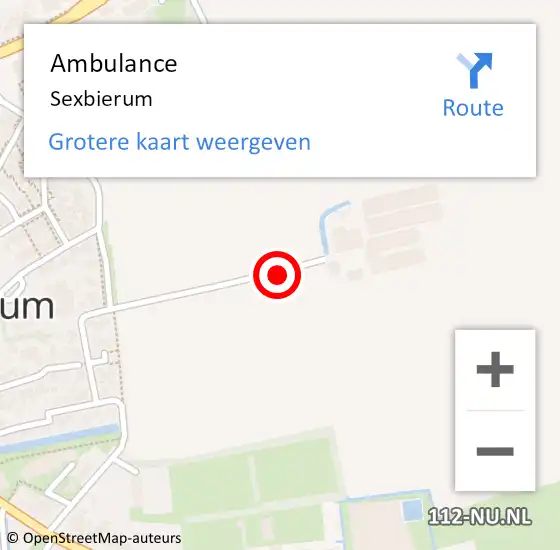 Locatie op kaart van de 112 melding: Ambulance Sexbierum op 26 september 2018 23:31