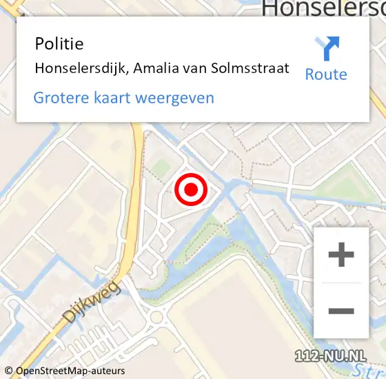 Locatie op kaart van de 112 melding: Politie Honselersdijk, Amalia van Solmsstraat op 26 september 2018 23:35