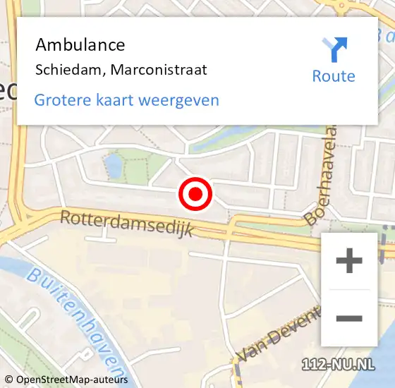 Locatie op kaart van de 112 melding: Ambulance Schiedam, Marconistraat op 27 september 2018 06:18