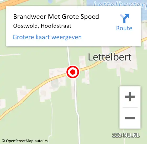 Locatie op kaart van de 112 melding: Brandweer Met Grote Spoed Naar Oostwold, Hoofdstraat op 27 september 2018 13:35