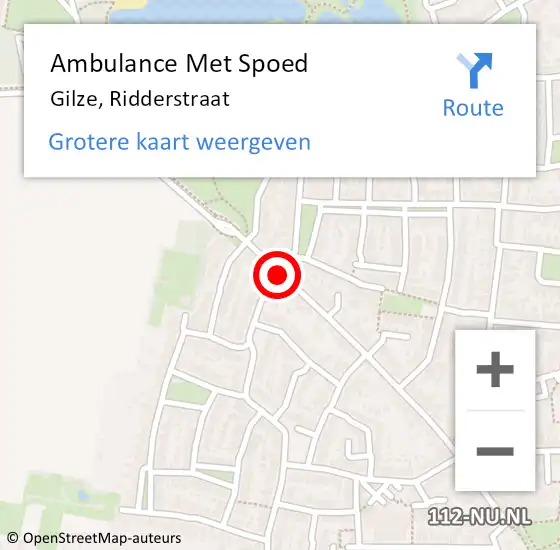 Locatie op kaart van de 112 melding: Ambulance Met Spoed Naar Gilze, Ridderstraat op 27 september 2018 13:41