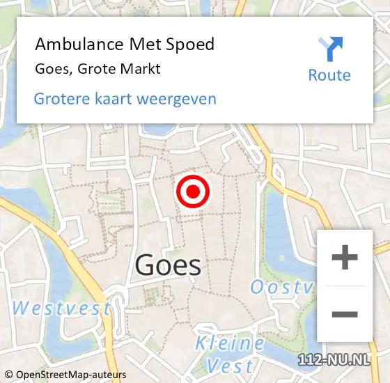 Locatie op kaart van de 112 melding: Ambulance Met Spoed Naar Goes, Grote Markt op 27 september 2018 13:51