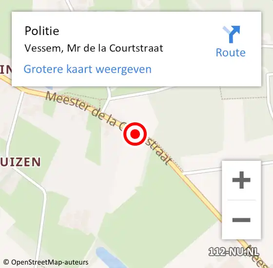 Locatie op kaart van de 112 melding: Politie Vessem, Mr De La Courtstraat op 27 september 2018 15:23