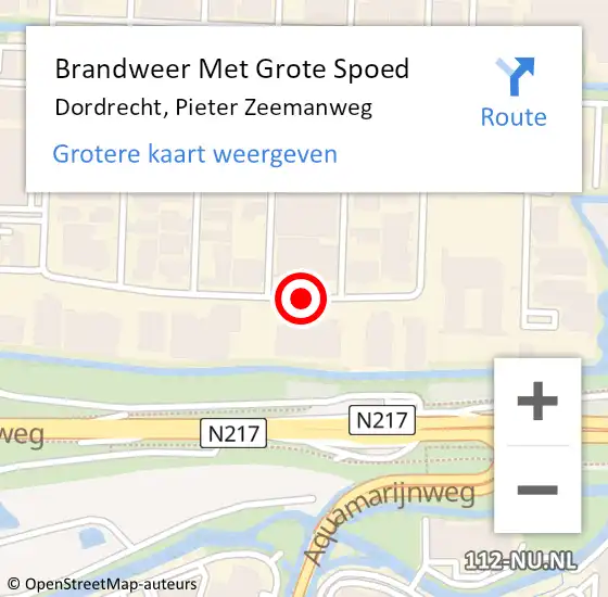 Locatie op kaart van de 112 melding: Brandweer Met Grote Spoed Naar Dordrecht, Pieter Zeemanweg op 27 september 2018 20:48