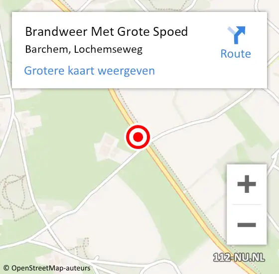 Locatie op kaart van de 112 melding: Brandweer Met Grote Spoed Naar Barchem, Lochemseweg op 27 september 2018 21:39