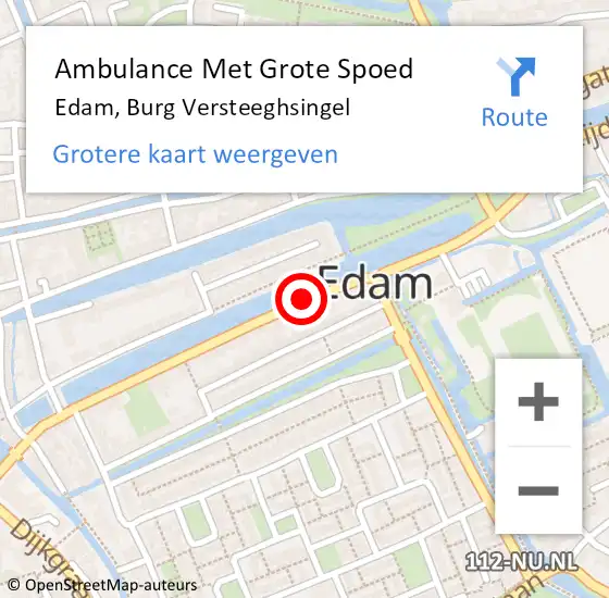 Locatie op kaart van de 112 melding: Ambulance Met Grote Spoed Naar Edam, Burg Versteeghsingel op 27 september 2018 22:42