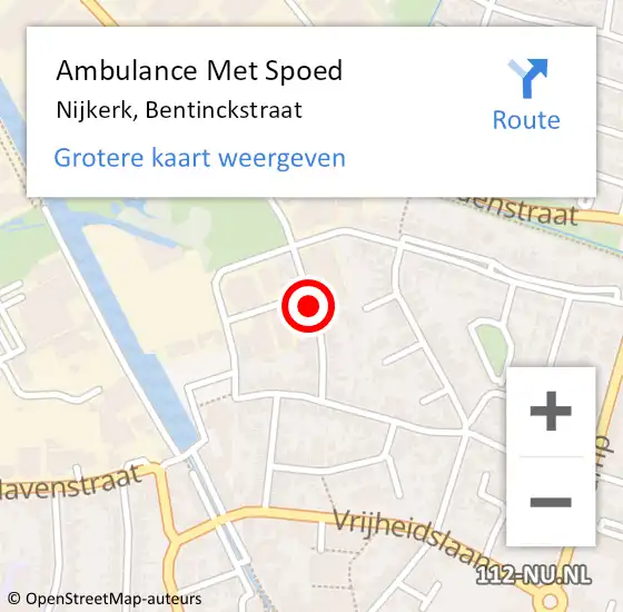 Locatie op kaart van de 112 melding: Ambulance Met Spoed Naar Nijkerk, Bentinckstraat op 27 september 2018 23:52