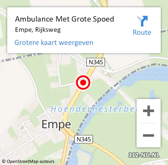 Locatie op kaart van de 112 melding: Ambulance Met Grote Spoed Naar Empe, Rijksweg op 28 september 2018 07:23