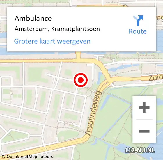 Locatie op kaart van de 112 melding: Ambulance Amsterdam, Kramatplantsoen op 28 september 2018 10:02