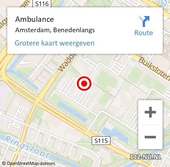 Locatie op kaart van de 112 melding: Ambulance Amsterdam, Benedenlangs op 28 september 2018 11:16