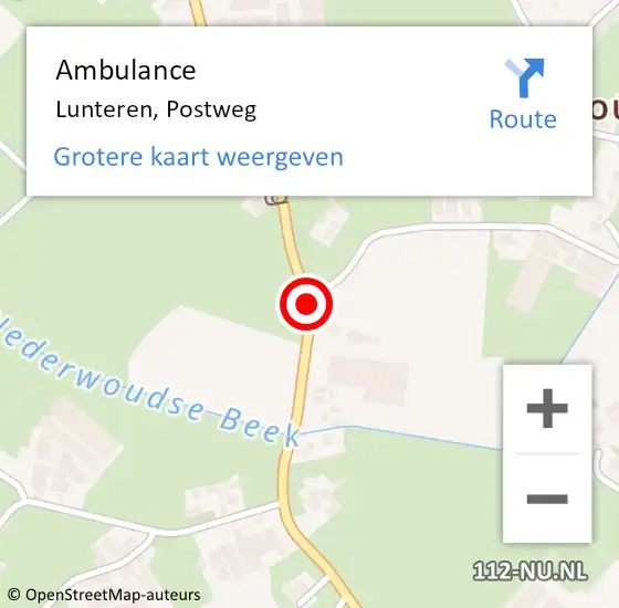 Locatie op kaart van de 112 melding: Ambulance Lunteren, Postweg op 28 september 2018 16:22