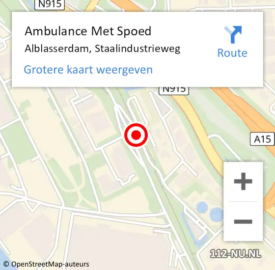 Locatie op kaart van de 112 melding: Ambulance Met Spoed Naar Alblasserdam, Staalindustrieweg op 28 september 2018 16:55
