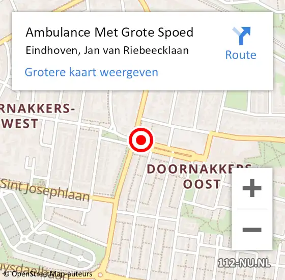 Locatie op kaart van de 112 melding: Ambulance Met Grote Spoed Naar Eindhoven, Jan van Riebeecklaan op 28 september 2018 18:56