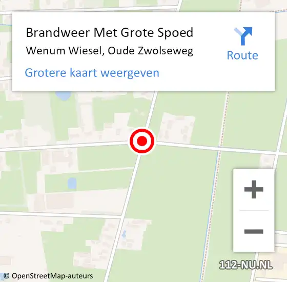 Locatie op kaart van de 112 melding: Brandweer Met Grote Spoed Naar Wenum Wiesel, Oude Zwolseweg op 28 september 2018 19:03