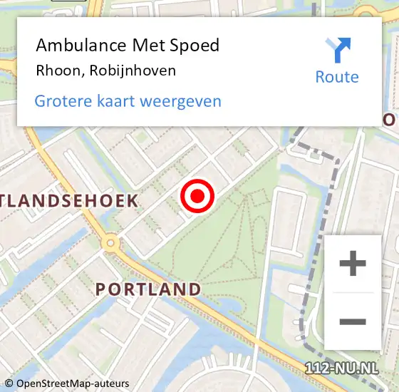 Locatie op kaart van de 112 melding: Ambulance Met Spoed Naar Rhoon, Robijnhoven op 28 september 2018 21:13