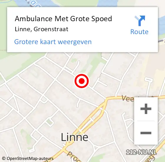 Locatie op kaart van de 112 melding: Ambulance Met Grote Spoed Naar Linne, Groenstraat op 29 september 2018 00:16