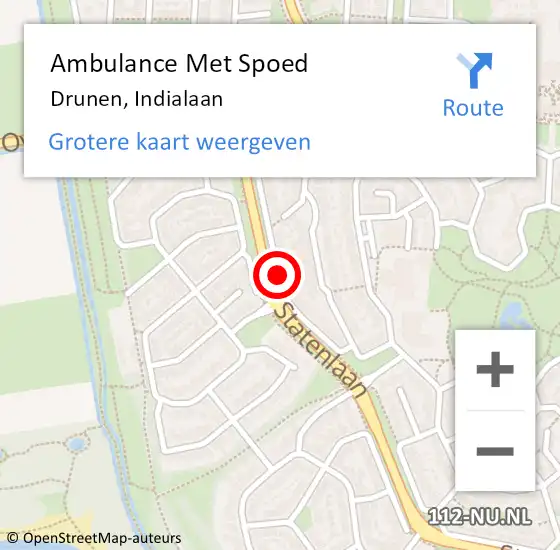 Locatie op kaart van de 112 melding: Ambulance Met Spoed Naar Drunen, Indialaan op 29 september 2018 02:41