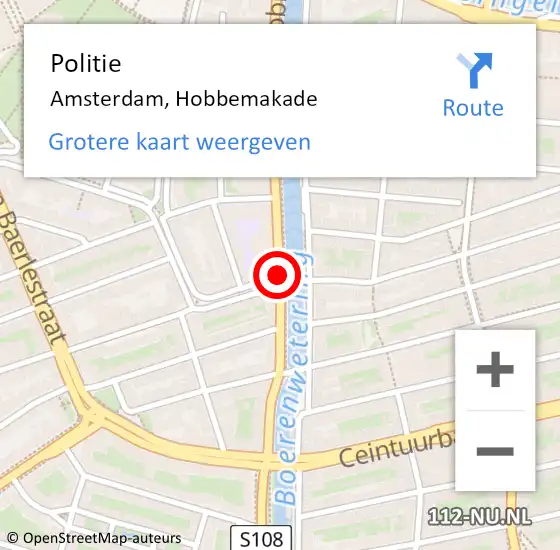 Locatie op kaart van de 112 melding: Politie Amsterdam, Hobbemakade op 29 september 2018 08:07