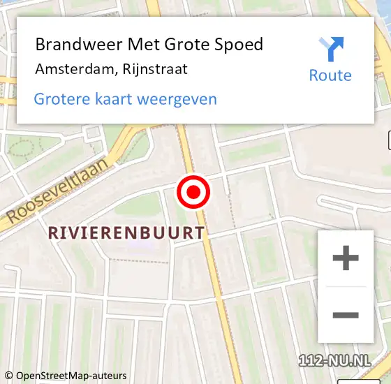 Locatie op kaart van de 112 melding: Brandweer Met Grote Spoed Naar Amsterdam, Rijnstraat op 29 september 2018 08:50