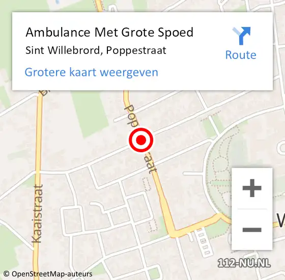 Locatie op kaart van de 112 melding: Ambulance Met Grote Spoed Naar Sint Willebrord, Poppestraat op 29 september 2018 12:12
