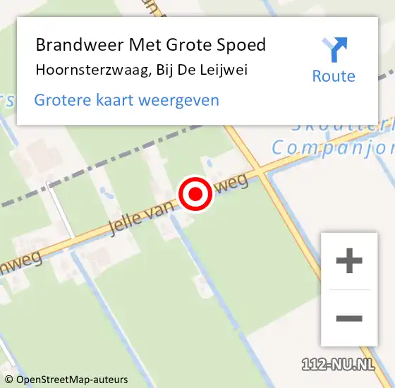 Locatie op kaart van de 112 melding: Brandweer Met Grote Spoed Naar Hoornsterzwaag, Bij De Leijwei op 29 september 2018 13:46