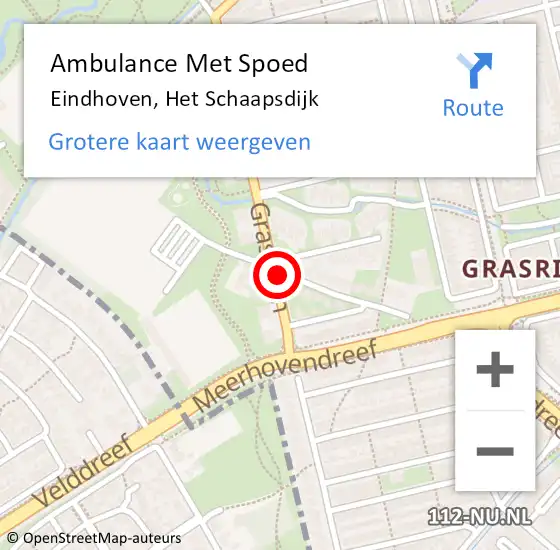 Locatie op kaart van de 112 melding: Ambulance Met Spoed Naar Eindhoven, Het Schaapsdijk op 29 september 2018 14:51