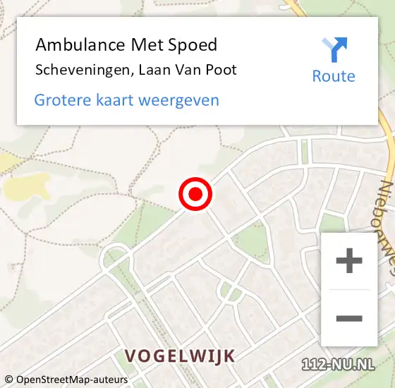 Locatie op kaart van de 112 melding: Ambulance Met Spoed Naar Scheveningen, Laan Van Poot op 29 september 2018 16:11