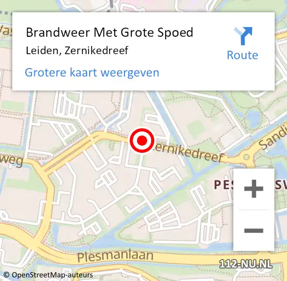Locatie op kaart van de 112 melding: Brandweer Met Grote Spoed Naar Leiden, Zernikedreef op 29 september 2018 19:13