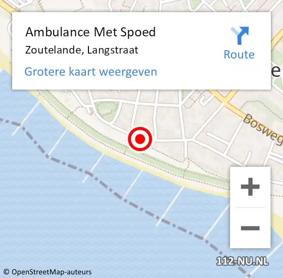 Locatie op kaart van de 112 melding: Ambulance Met Spoed Naar Zoutelande, Langstraat op 29 september 2018 20:40