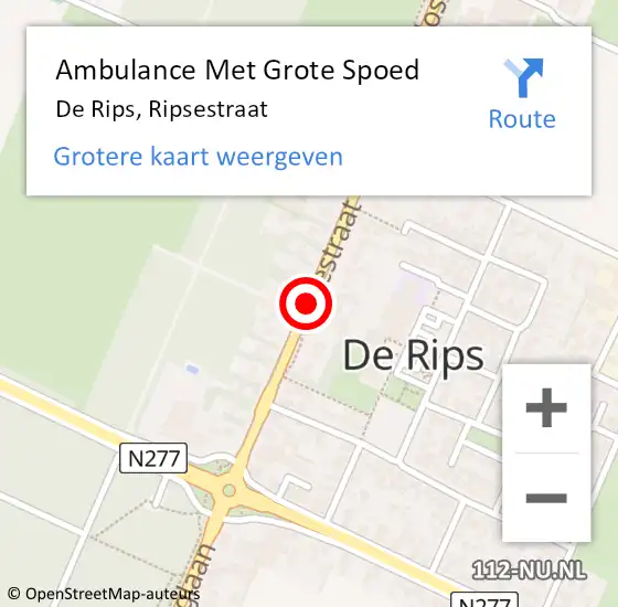 Locatie op kaart van de 112 melding: Ambulance Met Grote Spoed Naar De Rips, Ripsestraat op 29 september 2018 21:05