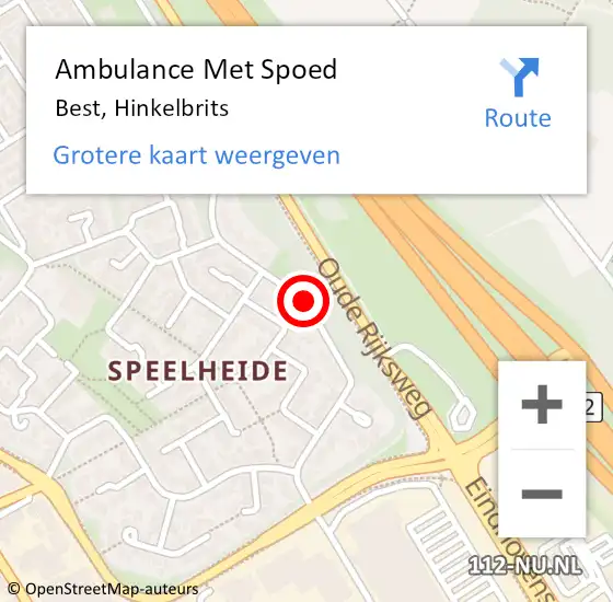 Locatie op kaart van de 112 melding: Ambulance Met Spoed Naar Best, Hinkelbrits op 29 september 2018 23:29