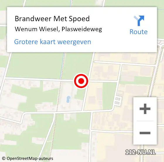 Locatie op kaart van de 112 melding: Brandweer Met Spoed Naar Wenum Wiesel, Plasweideweg op 30 september 2018 00:53