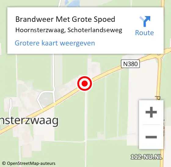 Locatie op kaart van de 112 melding: Brandweer Met Grote Spoed Naar Hoornsterzwaag, Schoterlandseweg op 30 september 2018 03:10