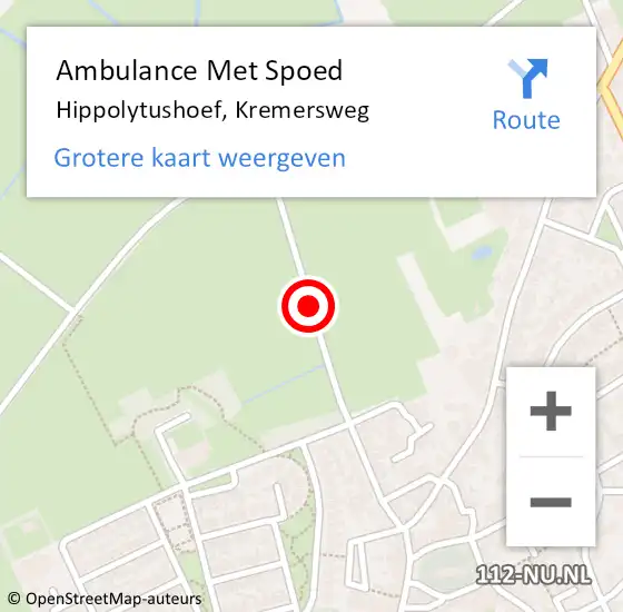 Locatie op kaart van de 112 melding: Ambulance Met Spoed Naar Hippolytushoef, Kremersweg op 30 september 2018 03:32