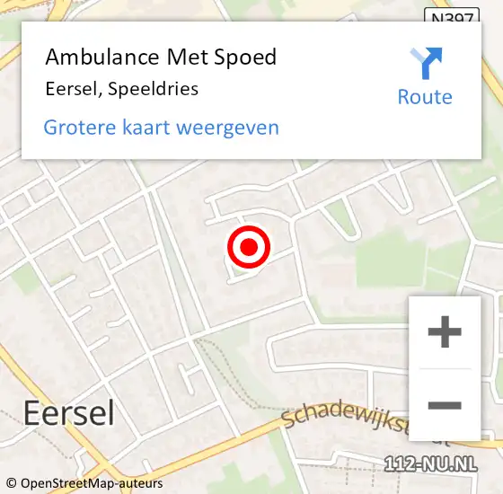Locatie op kaart van de 112 melding: Ambulance Met Spoed Naar Eersel, Speeldries op 30 september 2018 03:44
