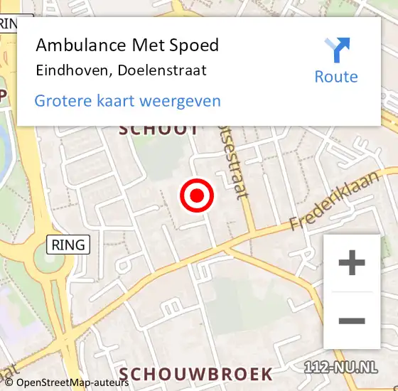 Locatie op kaart van de 112 melding: Ambulance Met Spoed Naar Eindhoven, Doelenstraat op 30 september 2018 04:42