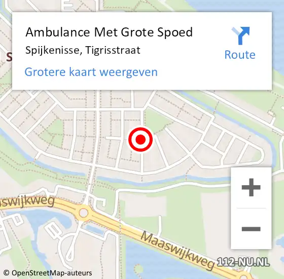Locatie op kaart van de 112 melding: Ambulance Met Grote Spoed Naar Spijkenisse, Tigrisstraat op 30 september 2018 04:53