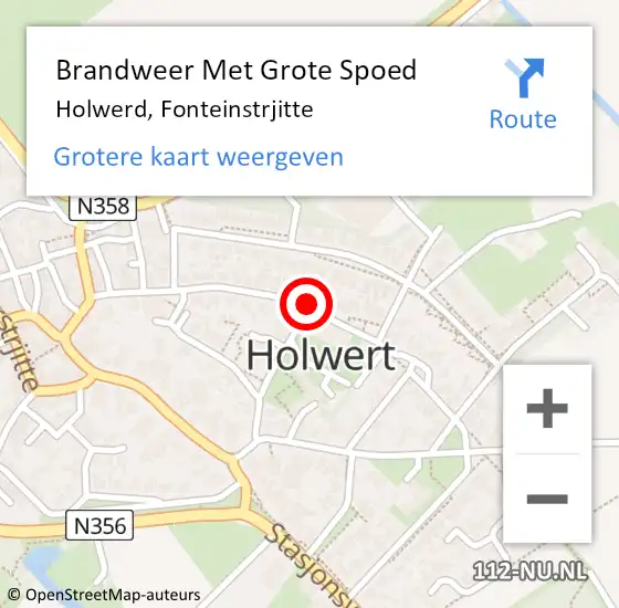 Locatie op kaart van de 112 melding: Brandweer Met Grote Spoed Naar Holwerd, Fonteinstrjitte op 30 september 2018 05:59