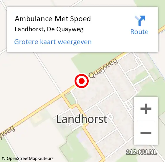 Locatie op kaart van de 112 melding: Ambulance Met Spoed Naar Landhorst, De Quayweg op 30 september 2018 07:04