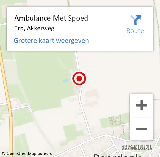 Locatie op kaart van de 112 melding: Ambulance Met Spoed Naar Erp, Akkerweg op 30 september 2018 08:06