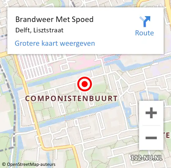 Locatie op kaart van de 112 melding: Brandweer Met Spoed Naar Delft, Lisztstraat op 30 september 2018 14:17