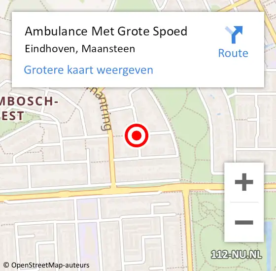 Locatie op kaart van de 112 melding: Ambulance Met Grote Spoed Naar Eindhoven, Maansteen op 30 september 2018 14:24