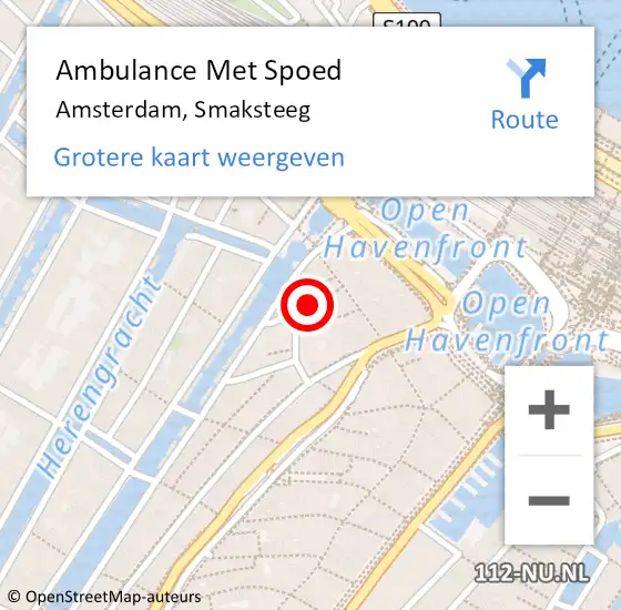 Locatie op kaart van de 112 melding: Ambulance Met Spoed Naar Amsterdam, Smaksteeg op 30 september 2018 18:56
